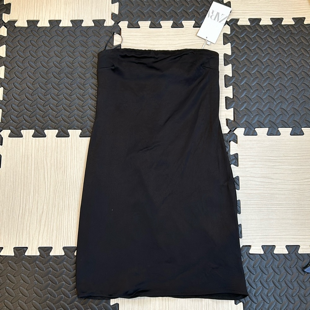 Zara black silk dress size medium NWT
